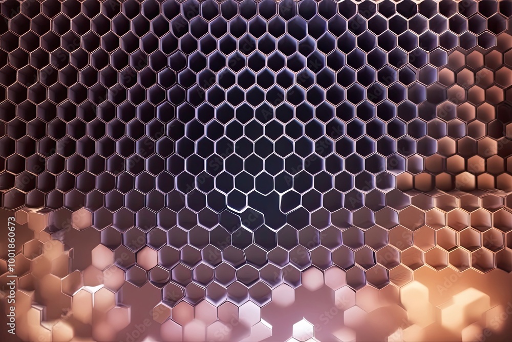 Poster luminous honeycomb background composition with modern tech elements