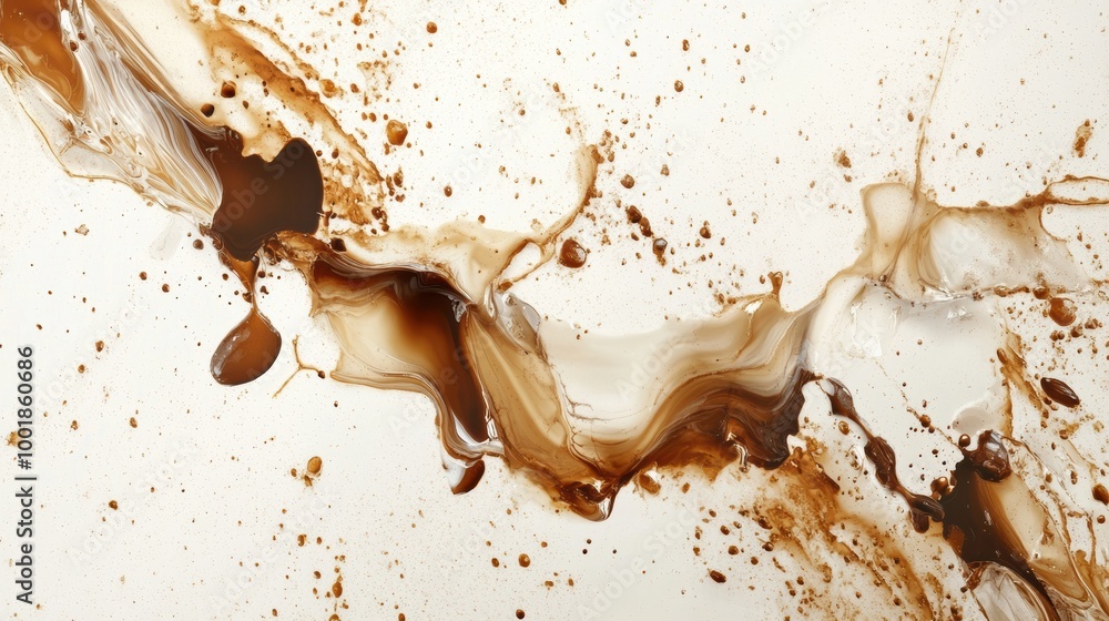 Aufkleber an abstract artistic background of coffee stains and splashes creating unique patterns and textures 