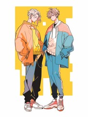 Two Handsome Young Men with Ample Copy Space for Text