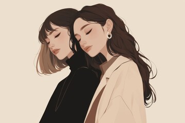 Two Handsome Young Women with Ample Copy Space on the Side for Text