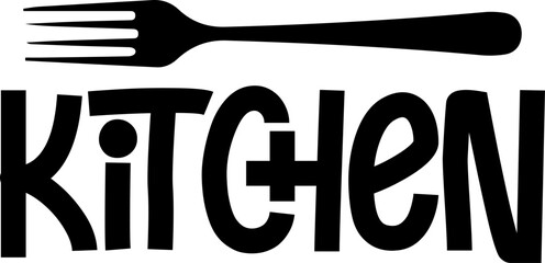 Kitchen typography design on plain white transparent isolated background for card, shirt, hoodie, sweatshirt, apparel, tag, mug, icon, poster or badge