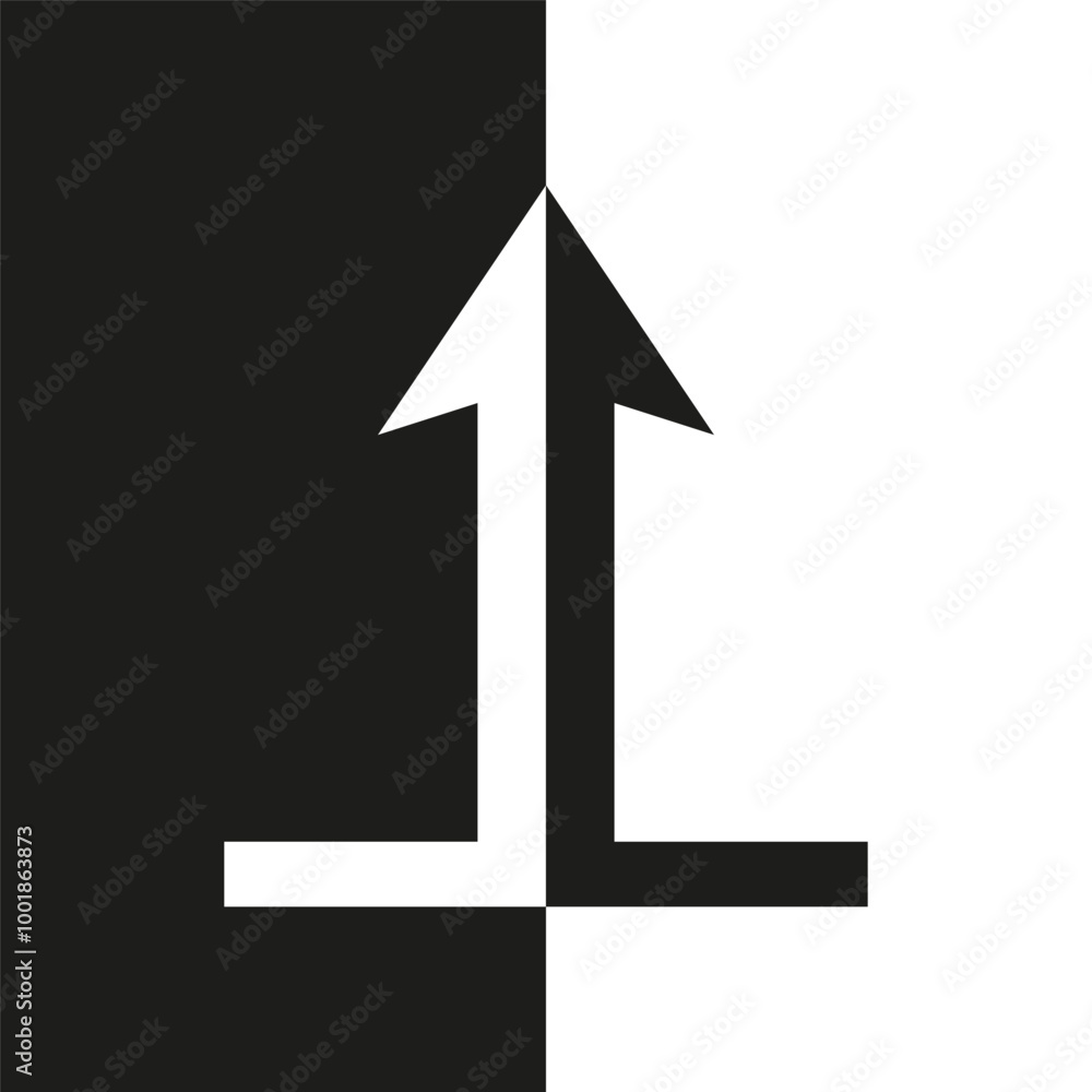 Poster upward arrow icon. upload symbol vector. simple direction graphic. black arrow shape.