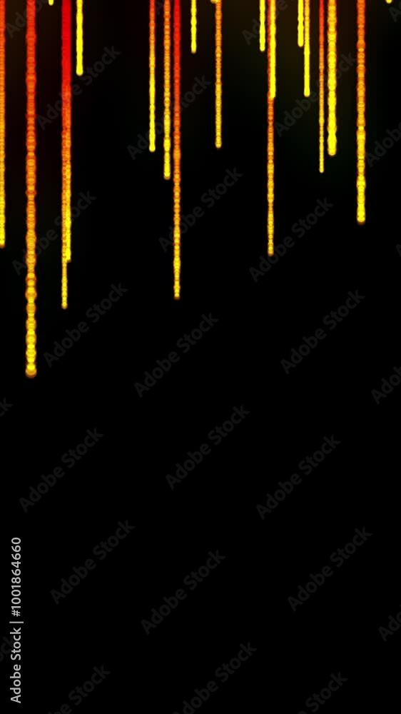 Poster abstract animation of multicolored splashes of luminescent liquid ink slowly flowing down on the bla