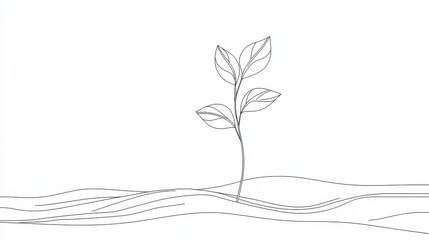 Obraz premium Line drawing of a small plant on