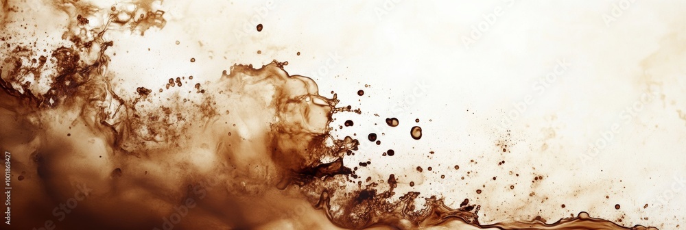 Fototapete an abstract artistic background showcasing coffee stains and splashes, creating a unique blend of wa