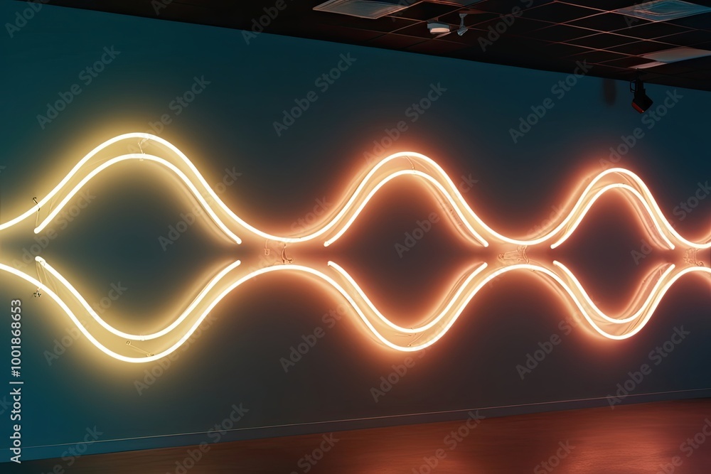 Poster energetic neon wave display with luminosity and gradient patterns