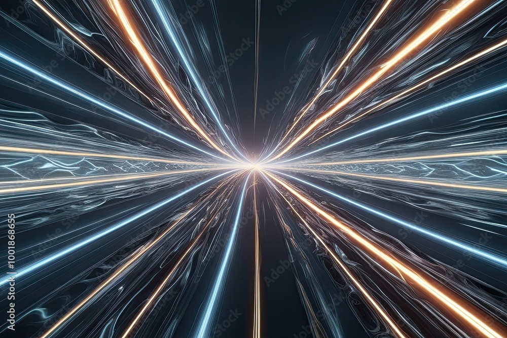 Poster futuristic energy flow experience with dynamic waveforms and motion effects