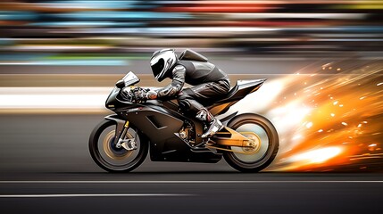 Adrenalinefueled image of a superbike zooming past the competition on the track, creating a sense of exhilaration and intensity.
