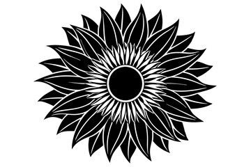 black and white sunflower silhouette icon