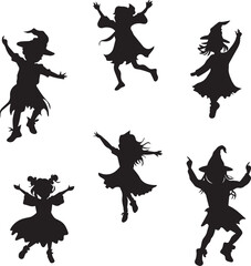 Silhouette of children playing in costumes