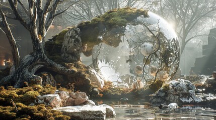 Enchanted Forest with a Mystical Orb