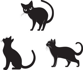 Silhouette of a black cat arching its back