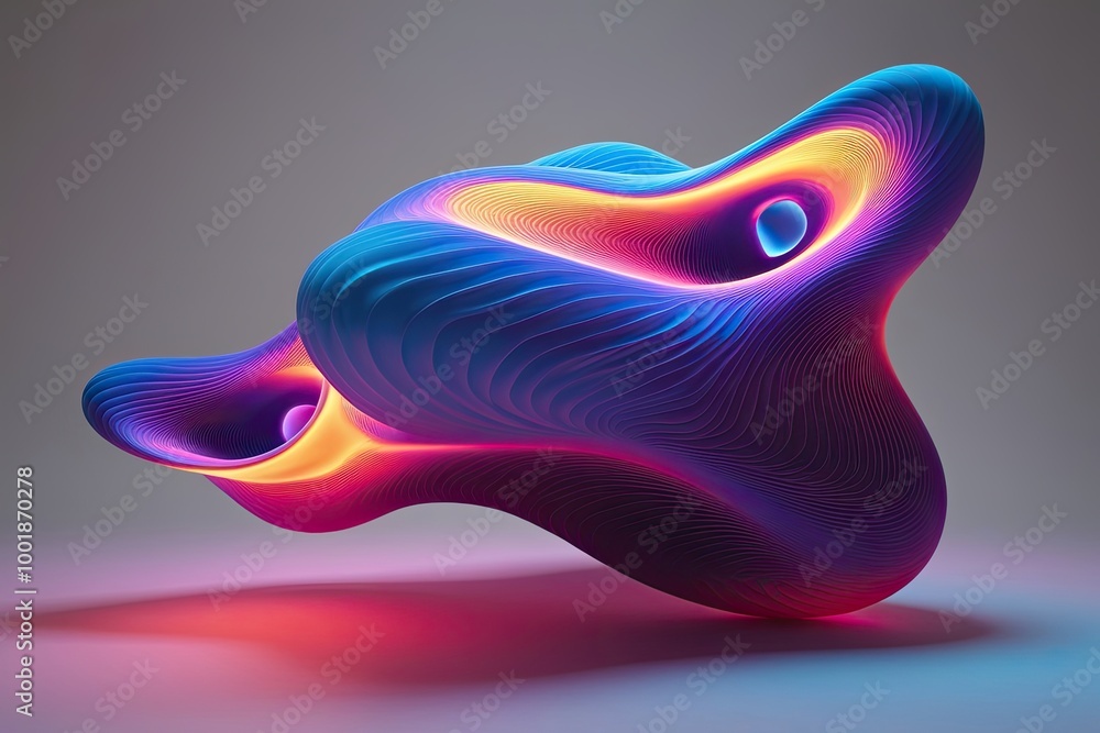 Poster Dynamic 3D Visualization of Colorful Luminescent Biomorphic Shapes