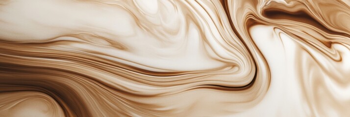 Obraz premium Swirling coffee blends seamlessly with milk creating a captivating abstract display in a cup on a soft morning light background. Generative AI