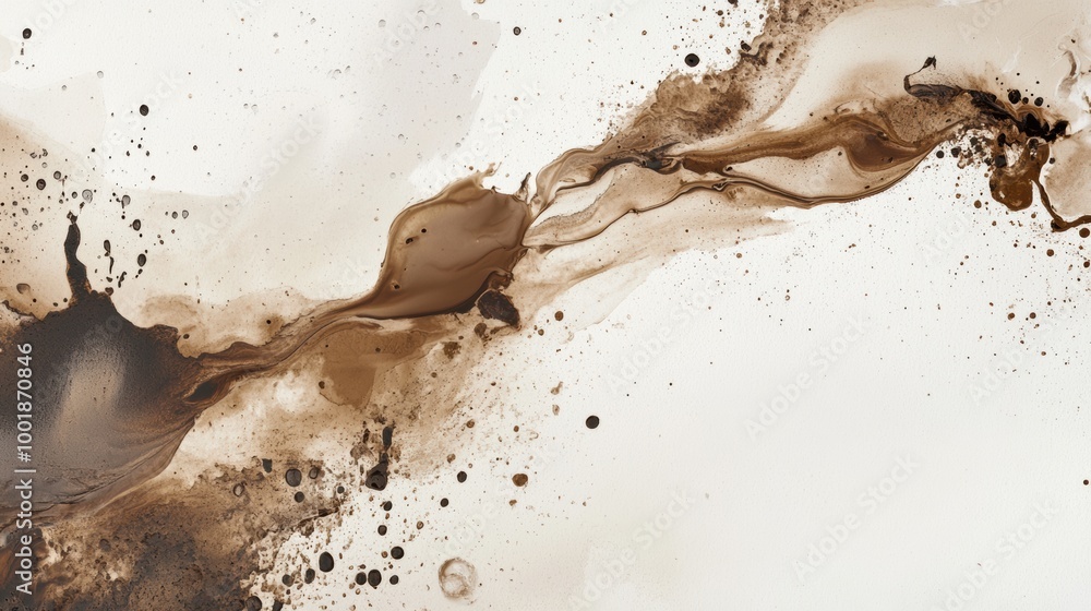 Leinwandbilder an abstract composition portraying coffee stains and splashes across a textured canvas, merging crea