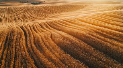 Fototapeta premium Serene Aerial View of Golden Wheat Fields Swaying