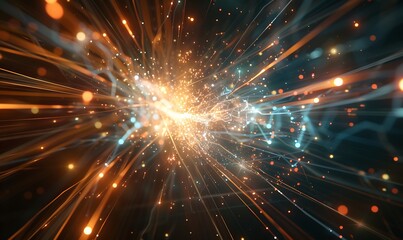 Obraz premium Futuristic Emergency with Glowing Symbols and Chaotic Network of Activity