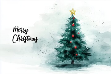Winter card with abstract drawing of Christmas tree with the text "Merry Christmas" 