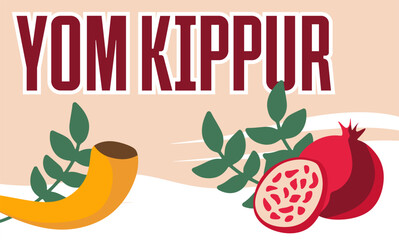 happy yom kippur day with jewish ornaments