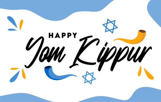 happy yom kippur day with jewish ornaments