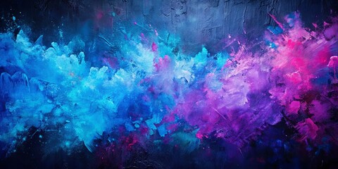 Abstract Painting of Vibrant Blue and Purple Hues with a Rough Textured Surface