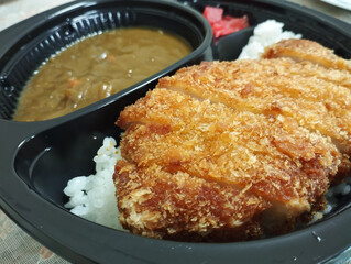 Japanese curry rice with fried pork cutlet