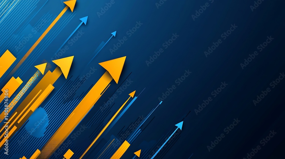 Aufkleber abstract blue and orange arrow background with copy space.