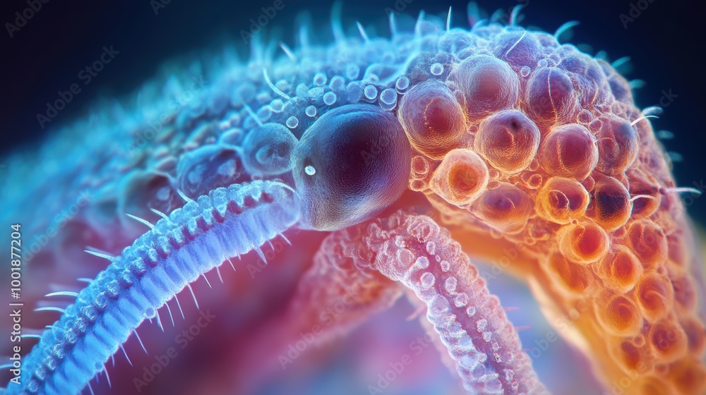 Poster microscopic view of developing insect larva