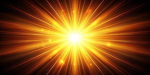 Obraz premium Radiant Golden Rays of Light Erupting from a Central White Point, Surrounded by a Halo of Glowing Stars