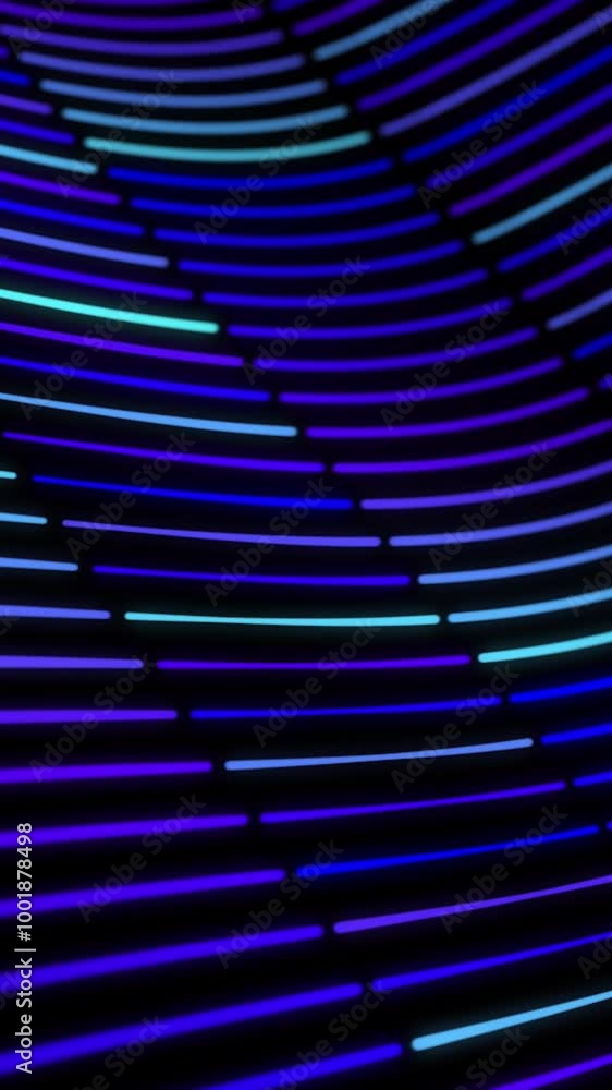 Poster 3d abstract curved background with moving neon lines. animation. looped background with wave stream 