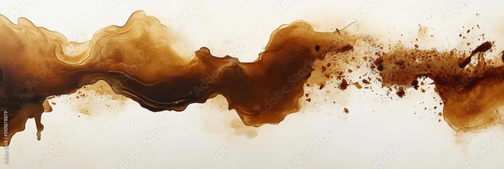 Fototapete abstract artistic background created with spilled coffee stains and splashes in a dynamic flowing pa