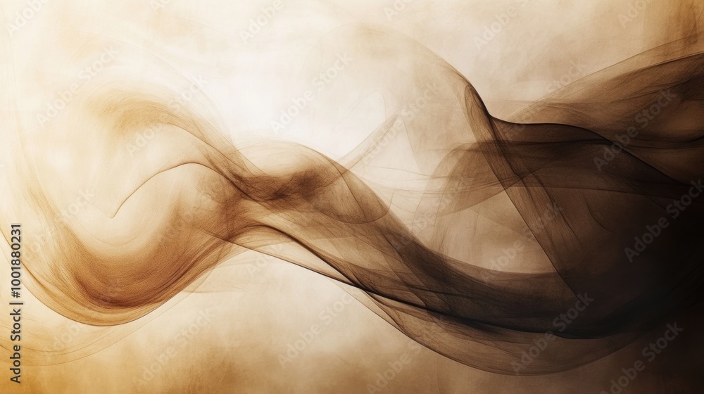 Poster Intricate abstract patterns of swirling smoke intertwine with deep coffee tones, creating a captivating visual experience. Generative AI
