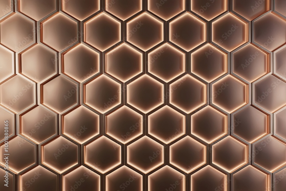 Poster vivid luminous hexagonal pattern design with illumination and contemporary geometry