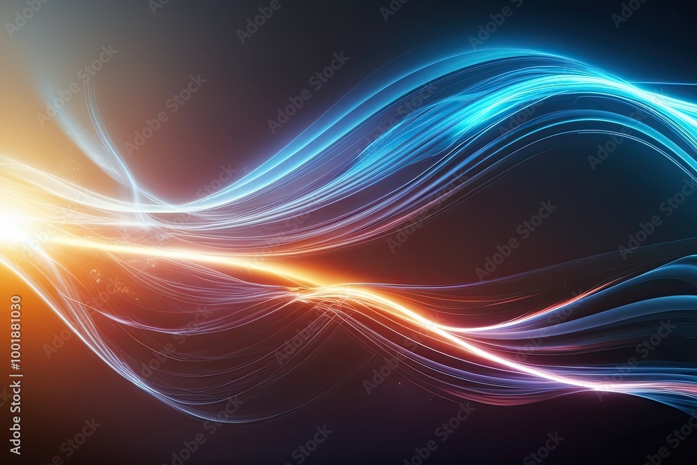 Poster futuristic abstract energy wave background with dynamic glow and pulsing flow effects