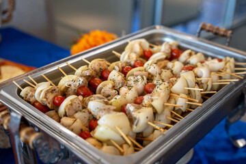 Grilled Chicken Skewers with onion and tomato