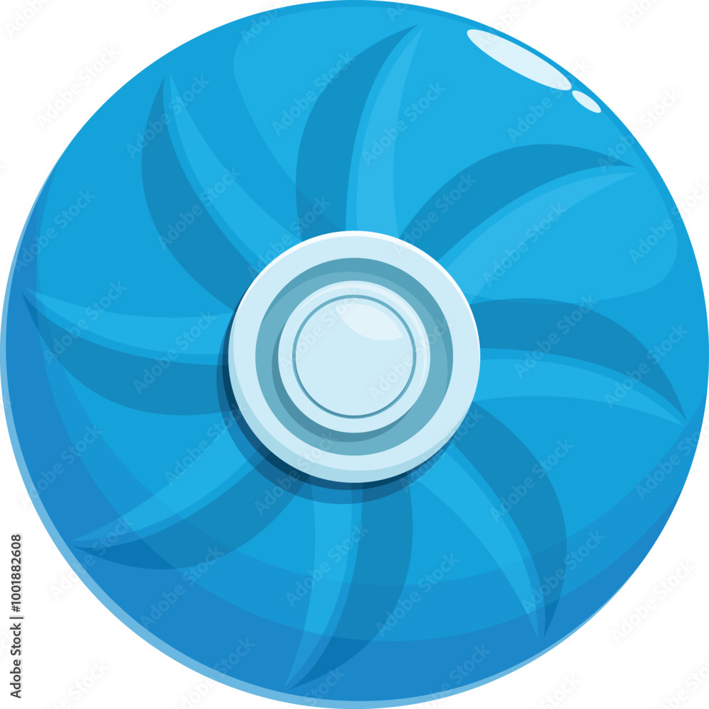 Poster abstract illustration of a blue round object spinning fast, creating a circular shape with motion bl