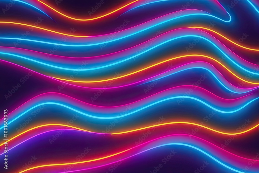 Poster neon wave background with vibrant gradients and illuminated abstract design