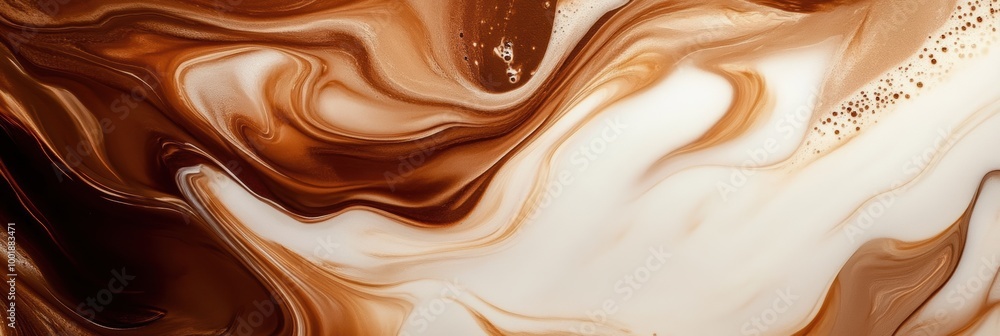 Poster Swirling coffee and milk create a mesmerizing blend of rich colors and textures in an artistic display of fluid motion. Generative AI