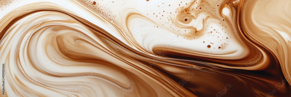 Aufkleber swirling coffee gracefully mixes with milk, creating an abstract and soothing visual of fluid moveme