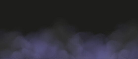 Purple Fog effect on black background. Realistic Fog, haze, mist effect