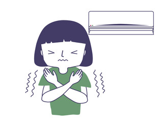 エアコンの冷房がききすぎていて寒がる人