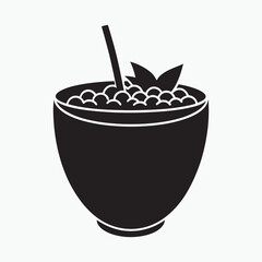 Smoothie Bowl Silhouette Vector  Healthy Food Clipart Breakfast Outline Illustration