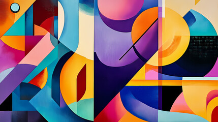 Abstract geometric shapes in a vibrant color palette create a mesmerizing visual rhythm. Visual Poetry. Illustration