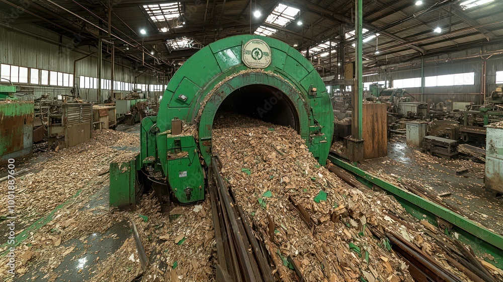 Poster streamlining factory operations: conveyor belt efficiency in raw material handling