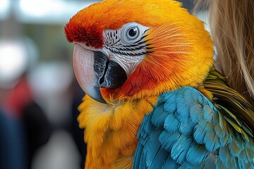 Fototapeta premium Colorful Parrot Portrait with Vibrant Feathers