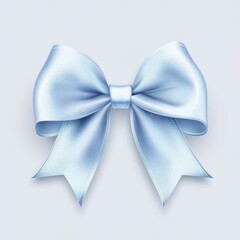Naklejka premium light blue bow for glitter silk on a white background
