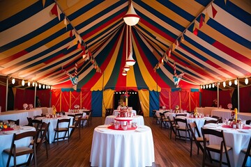 Vibrant Circus Tent and Joyful Carnival Space for Timeless Events