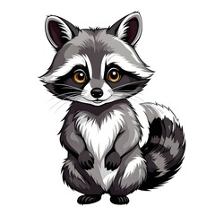 Obraz premium Illustration of a cute cartoon raccoon. white background
