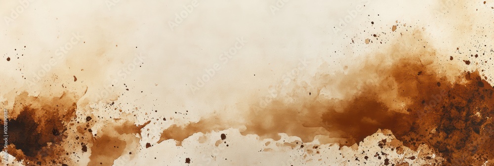 Leinwandbilder artistic abstract background featuring spilled coffee stains and splashes on a light canvas, capturi