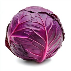 Obraz premium fresh purple cabbage on a white background
